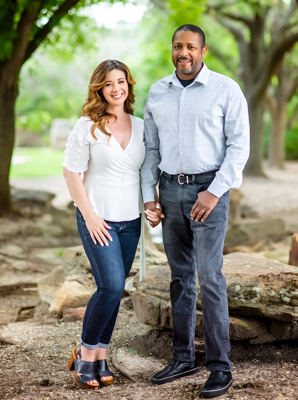 Jill and Darrell Barnes standing outside, founders of Gather McKinney